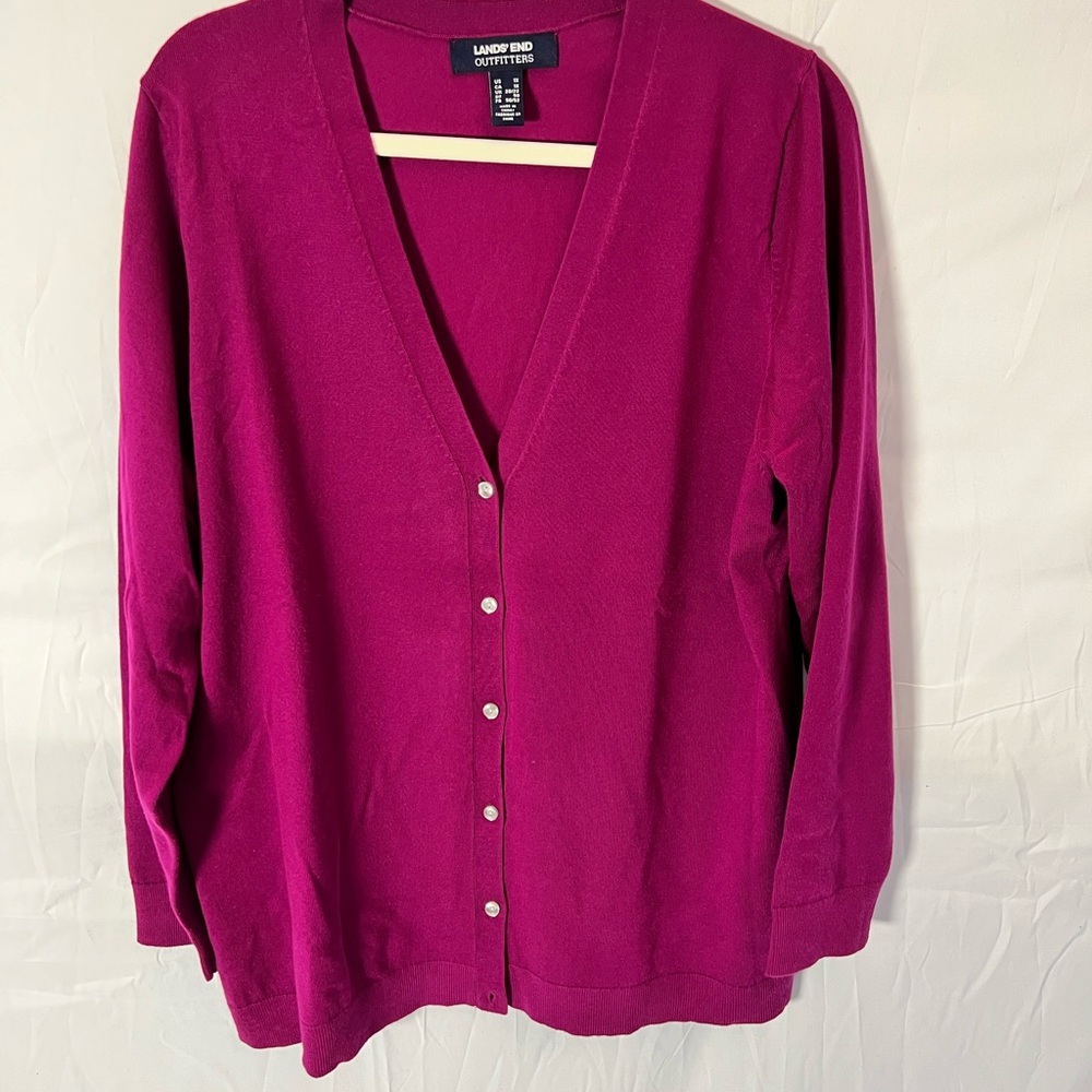 Lands' End Women's Pink Cardigan Sweater